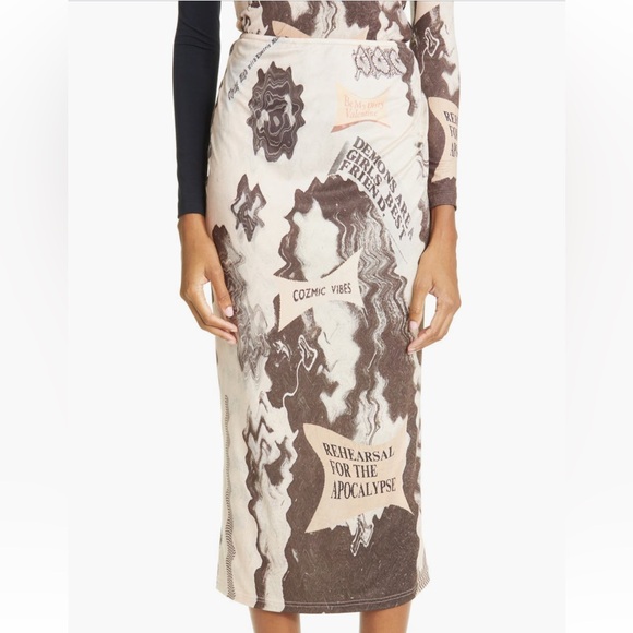 🪐RARE Elliss Skirt🪐 London Brand Cosmic Vibes Midi Skirt Spring Summer Trend - Picture 2 of 12